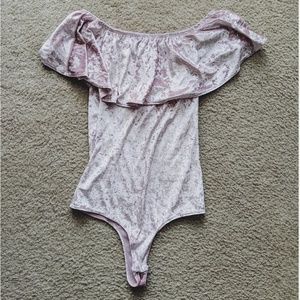 Pink crushed velvet bodysuit